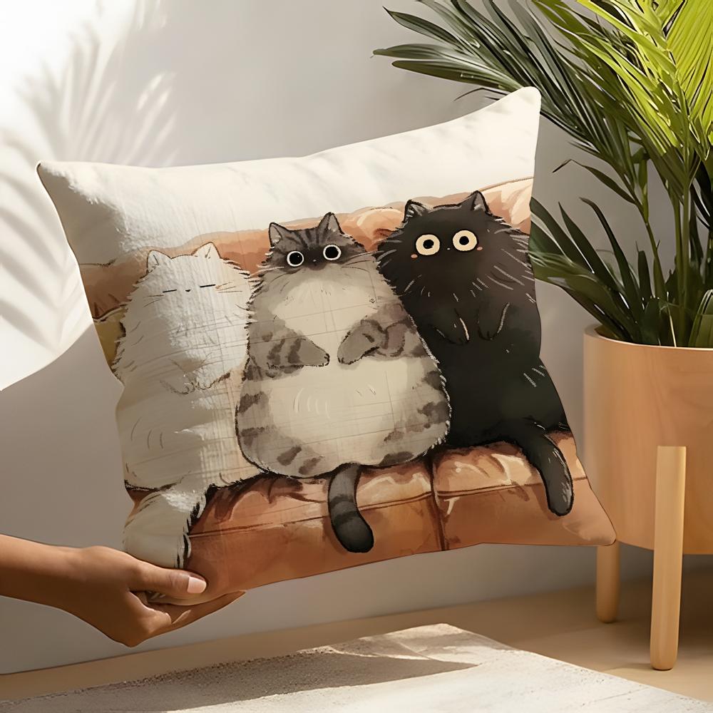 Cute Cartoon Plush Cat Pillow Case Linen Cushion Covers For Decorative Sofa Home Pillows Case Car Chair Pillows Cases