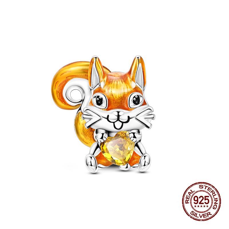 Charms Kupferrosa Katze Eule Tier Herz Zirkonia Charm Perlen Passen Original Armbänder Feiner DIY Schmuck