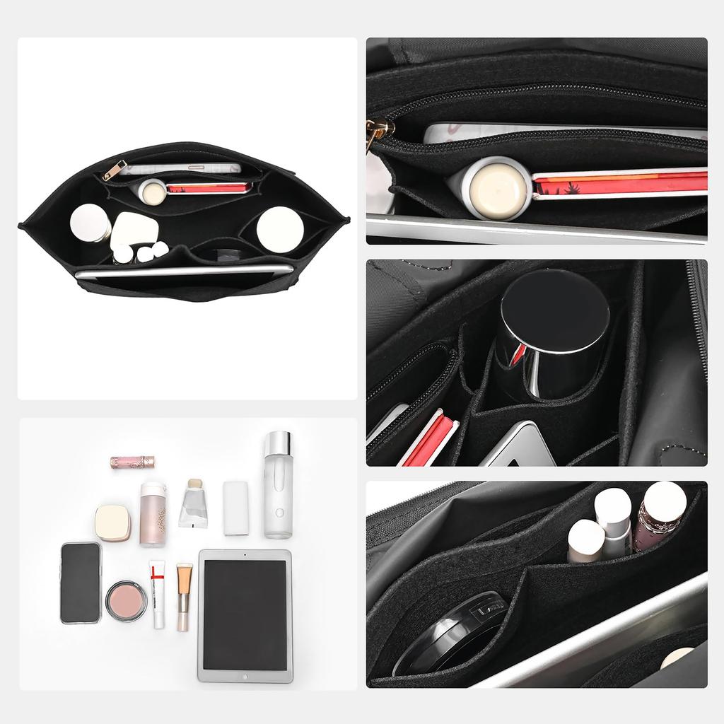 Bolsa de inserción de fieltro para bolso, bolsa con forro, bolsa de maquillaje de tela de fieltro, soporte de viaje, organizador de bolso portátil