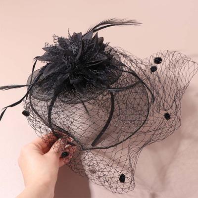 French Style Bridal Headband Wedding Mesh Veil Face Cover Exquisite Bride Veil Hairdband  Headdress