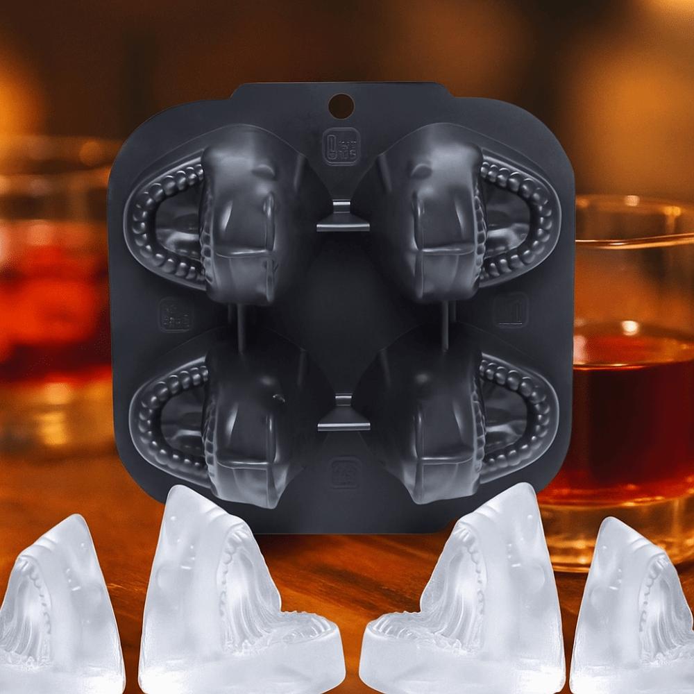 2pcs Food Grade Silicone Ice Cube Tray 3D Ice Cube Maker Durable Sharks Ice Cube Mold  Pub