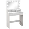 Dressing Table with Hollywood Mirror, Drawers, 3 Lighting Modes, 10 Bulbs, 80 X 40 X 135 Cm, White