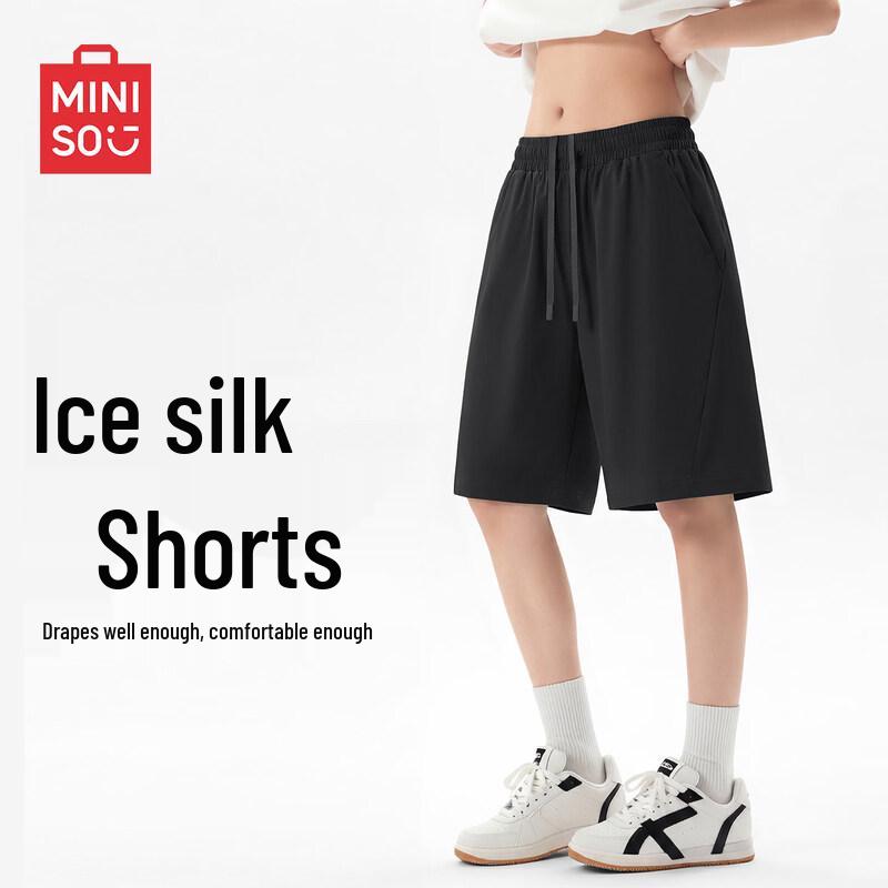 MINISO Men s Ice Silk Cooling Sport Shorts L чёрный