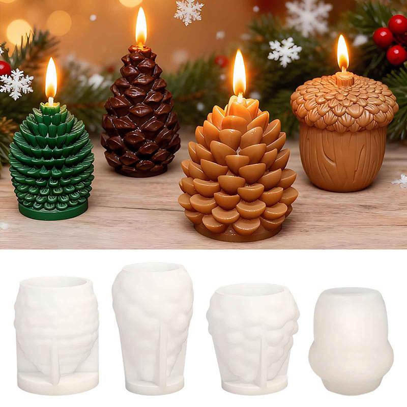 DIY Christmas Cedar Cone Silicone Mold Easy Release Oil Pine Cone Candle Making Mold for Decorative Ornaments 3D Plaster Model