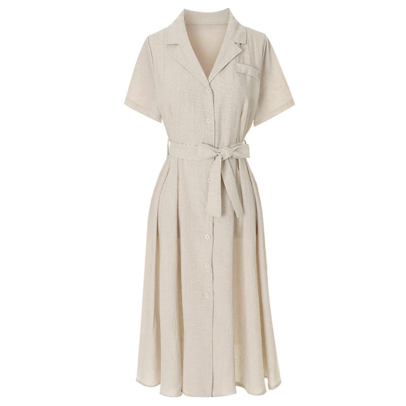 SELLY'S Belted Pintuck Collar Dress_I5B-Cop019