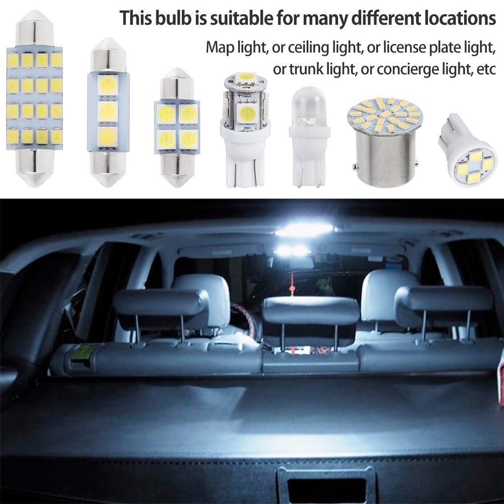 SMD LED Bulb 42PCS Xenon White Interior Light Bulbs T10 6000K SMD LED Replacement  Interior Light Bulbs for Cars Trunks RVs