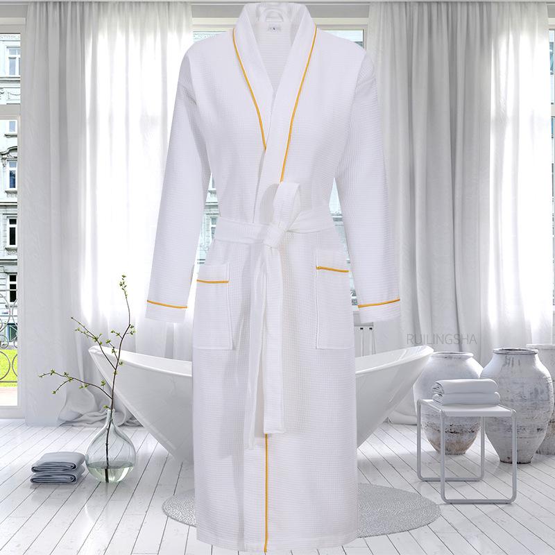Luxury 5-Star Pure Cotton Bathrobe: Absorbent, Quick-Dry, Long Style for Men, Women, Couples, Suitable for All Seasons.