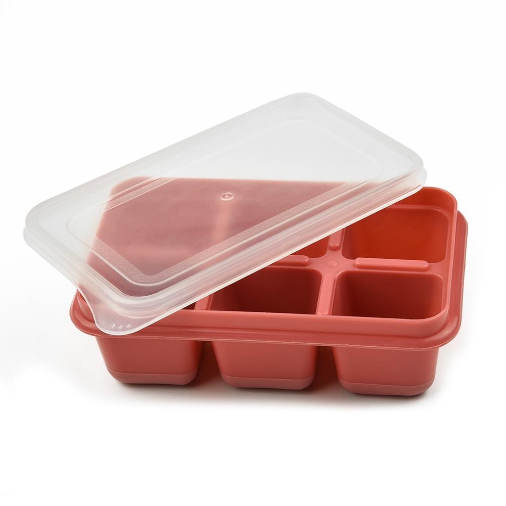 Säker och enkel att använda 6-facks isbitsform med lock för gör-det-själv-is