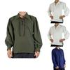 Men's Renaissance Peasant Pirate Shirt With Lace Up Design And Loose Fit For Cosplay