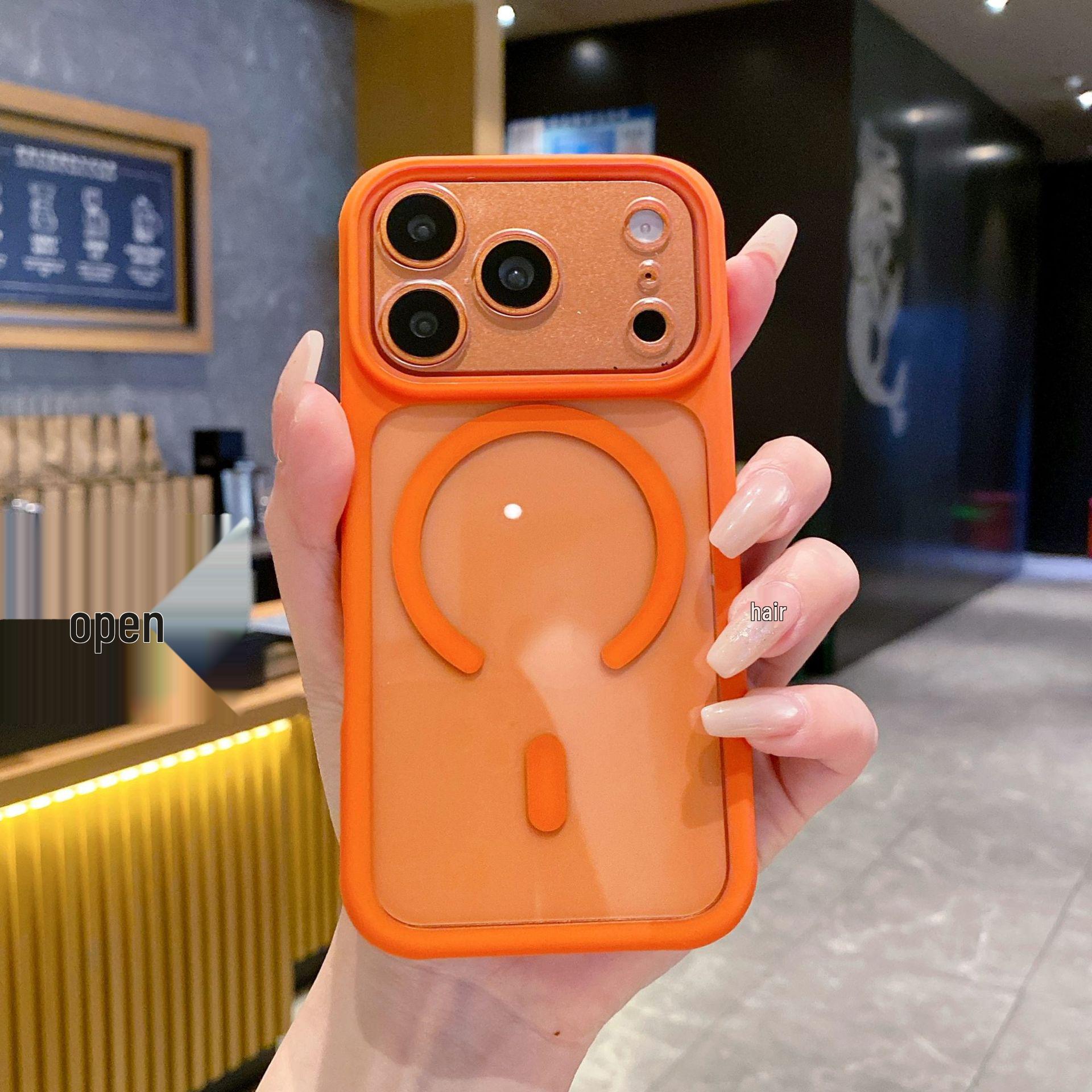 

Clear Magnetic Phone Case for iPhone 17 Pro Max, Drop-Proof, Skin-Feel, Fine Hole Design, Protective Cover. 17 Pro оранжевый