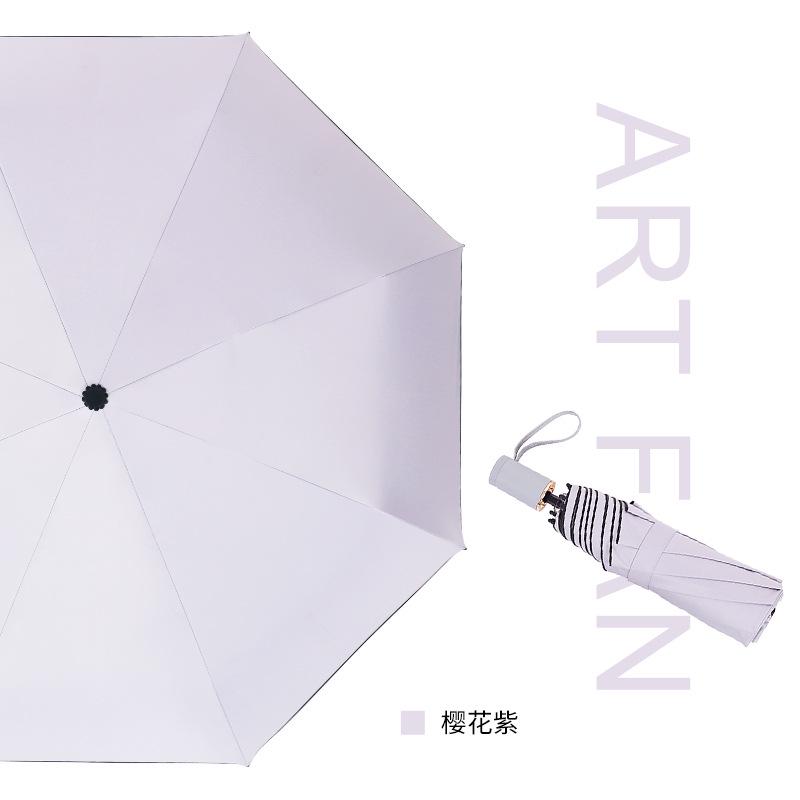 Three-fold eight-bone folding umbrella literary and creative vinyl sunscreen parasol windproof reinforced advertising umbrella sun umbrella