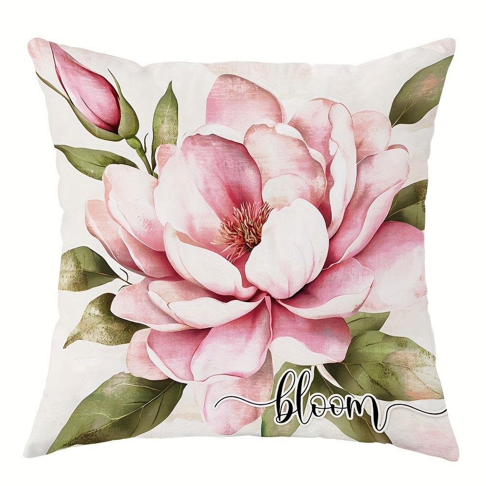 Pink Floral Spring Print Nordic Home Decor Pillowcase Bedroom Living Room Sofa Decoration Polyester Cushion Cover with Zipper
