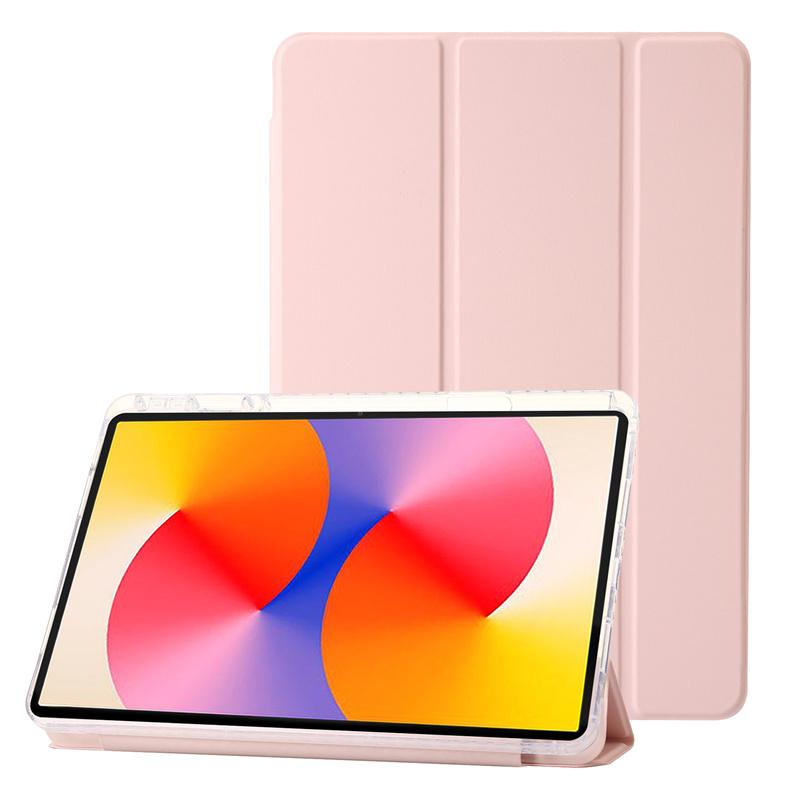 Luxury Transparent Flip Leather Tablet Case for Huawei MatePad SE 11 2024 Case with Pen Holder Flip Stand Clear Back Shell Shockproof Protect Cover