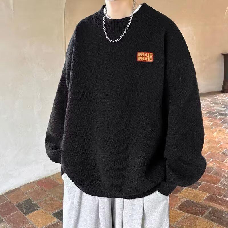 Men s Trendy Thick Knit Pullover Cardigan L чёрный