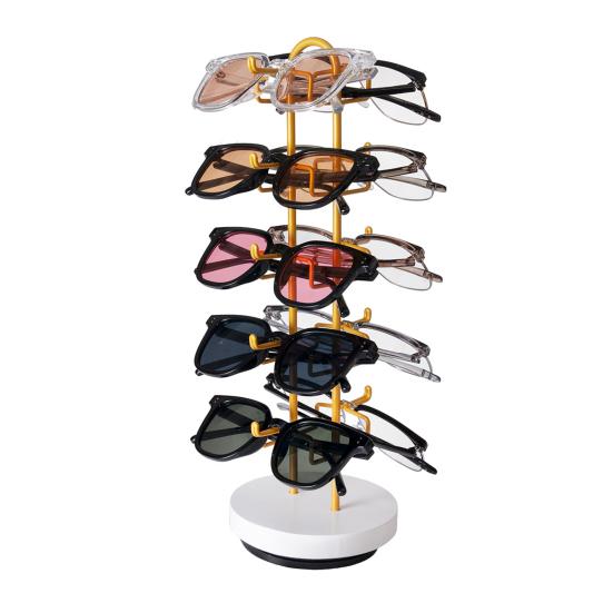 360 Grad Drehbarer Sonnenbrillen-Organizer 5 Schichten Metall Brillen Aufbewahrungsregal Platzsparend Hochbelastbar Brillen Displayständer Halter