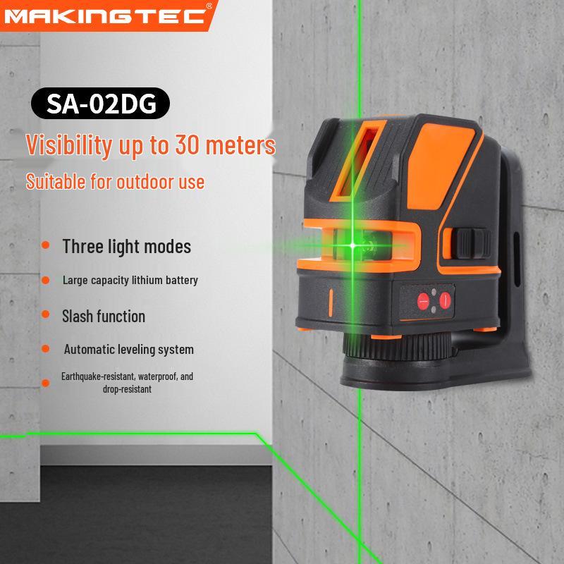 2-Line Green Infrared Laser Level with Auto-Leveling for Outdoor Use