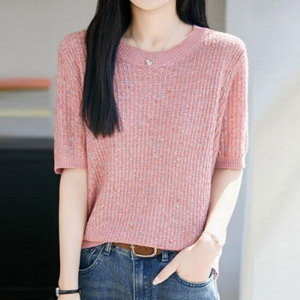Navava Daily Boucle ShorT Sleeve Round Neck KniT T Nk3658