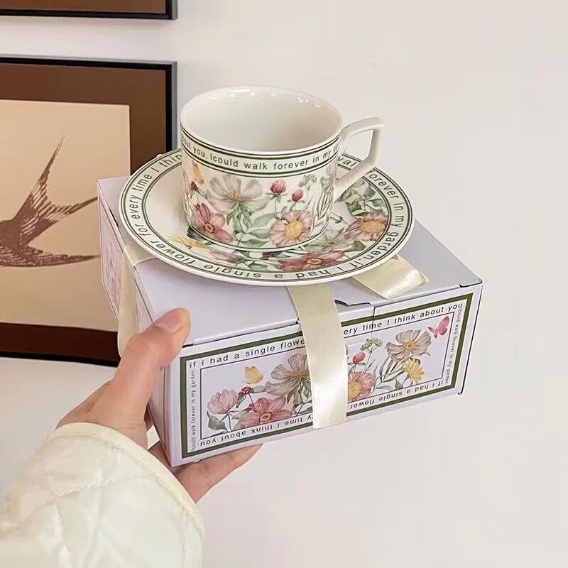 Французская цветочная керамическая кофейная чашка