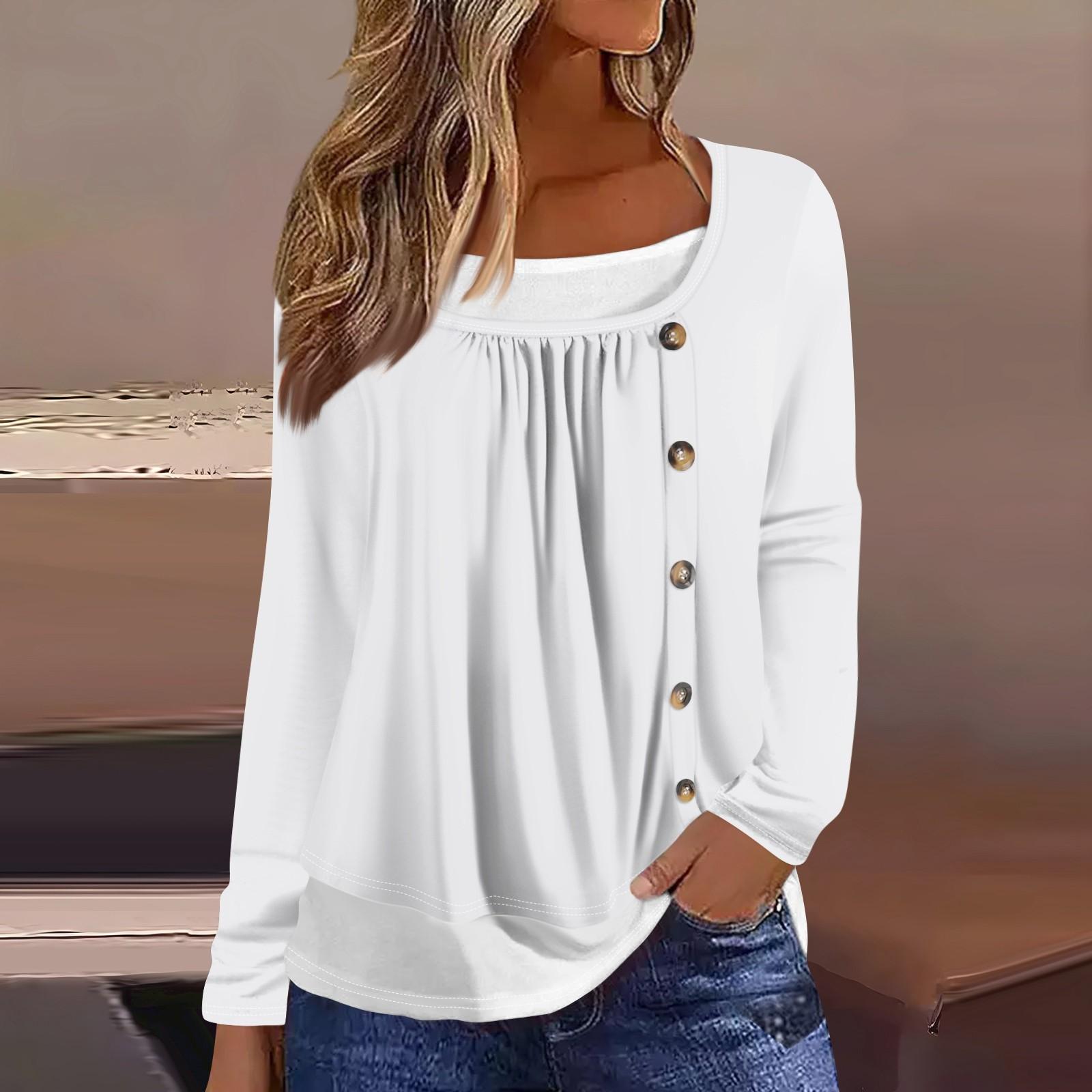 

Женская футболка с принтом, длинный рукав, поддельные две части, повседневная мода на выходные, базовый обычный топ XL белый