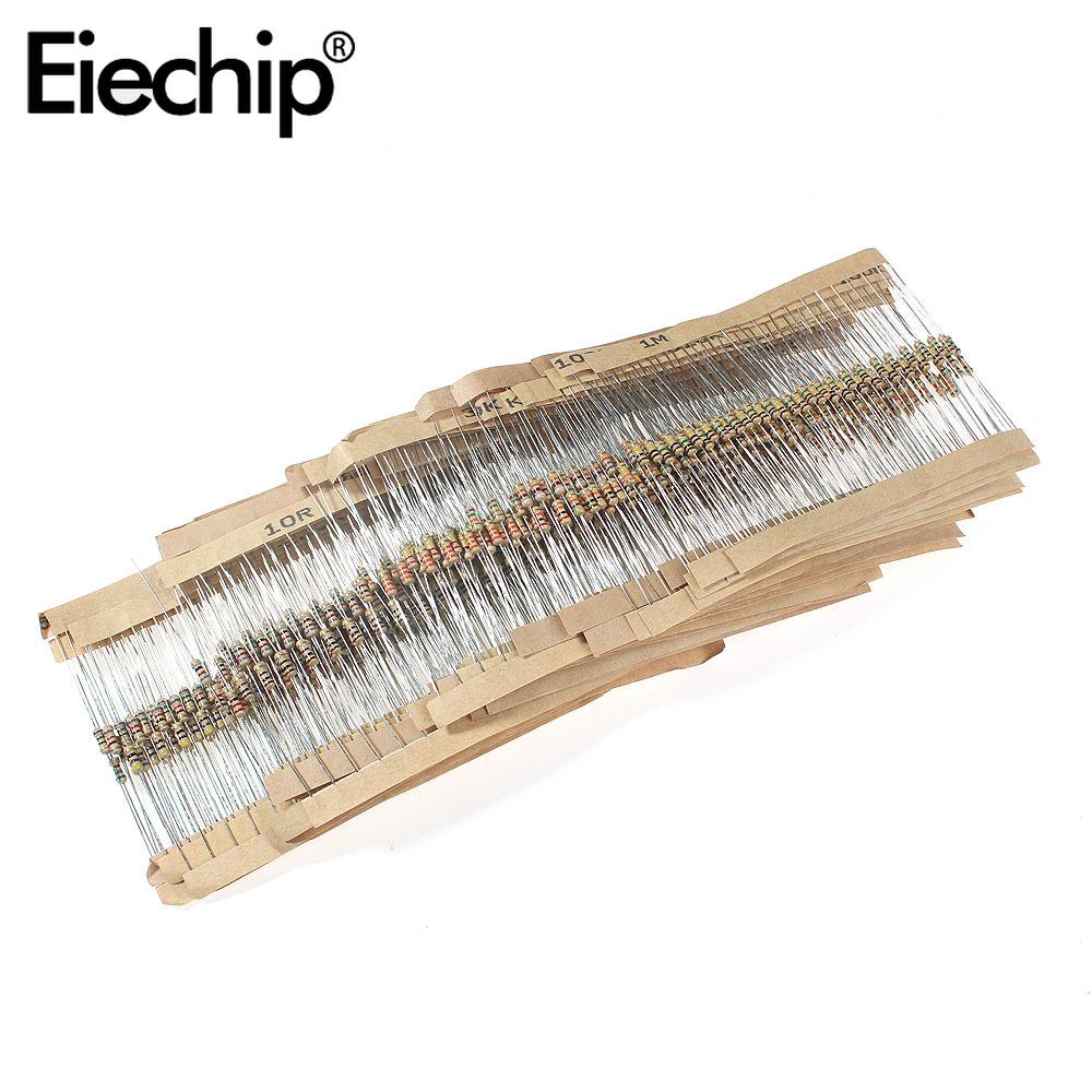 

860pcs/lot Carbon Film Resistor 1/4W 5% Resistors Kit Set 43values*20pcs Resistance 1R - 1M Ohm 0.25W Resistor Pack 1k