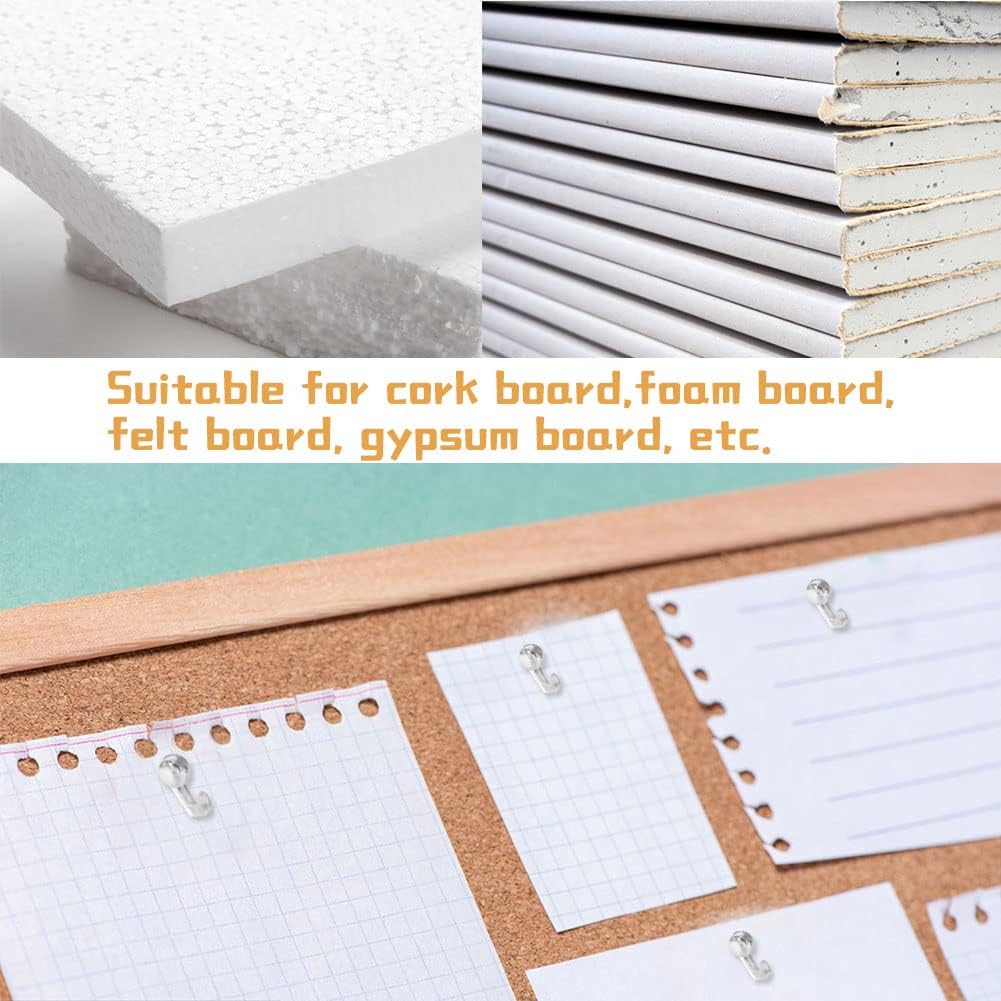 60 Pieces Clear Plastic Thumb Tack Hook, Plastic Heads Pin Tacks Wall Thumb Tacks Hanging Nails Decorative Push P Hooks for Cork Bulletin Board Map