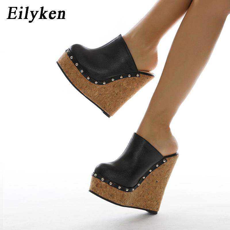 Fashion Eilyken Brand GLADIATOR Rivet Platform Wedges Woman Slippers Fashion High Heels Sandals Summer Pumps Shoes