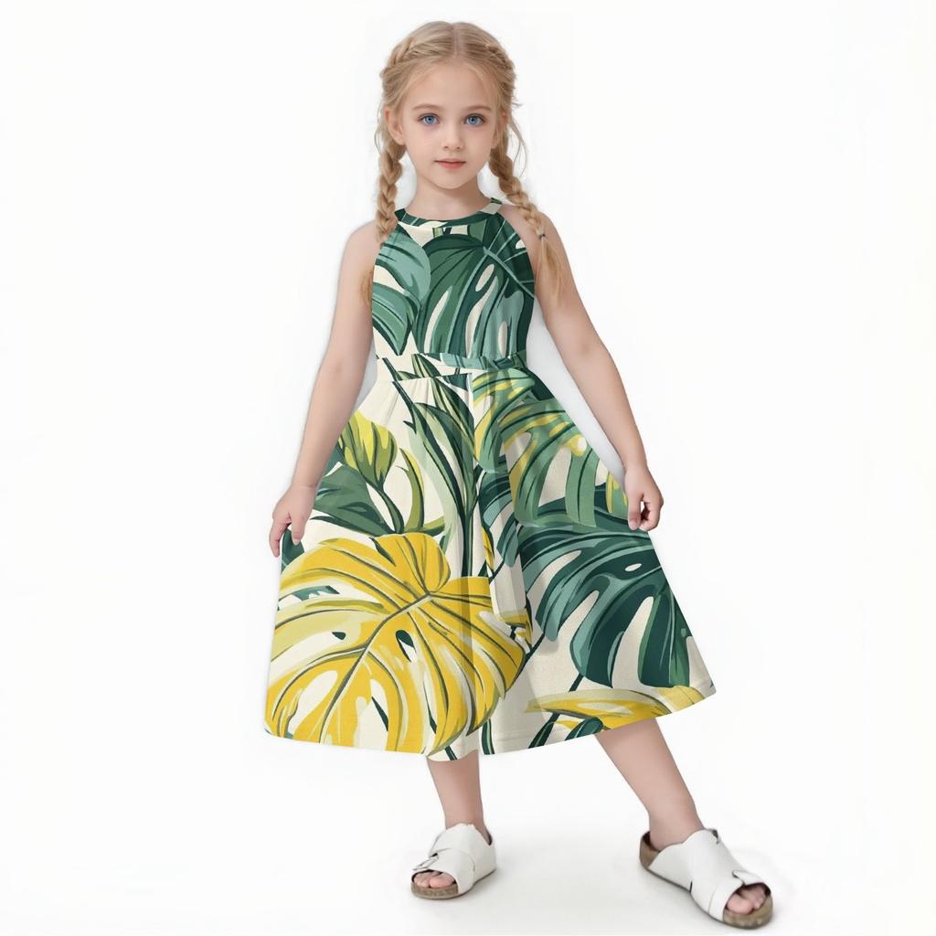 Family Matching Summer Outfits, Hawaiian Vacation Women Beach Dress, Girls Sundress, Men And Boys Button Down Shirt