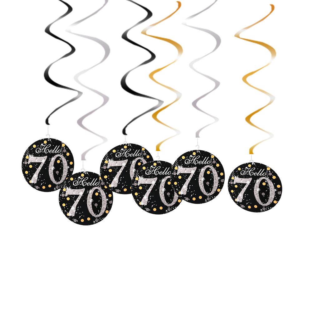 Vibrant 70th Birthday Spiral Hanging Decorations For Festive Anniversary Events