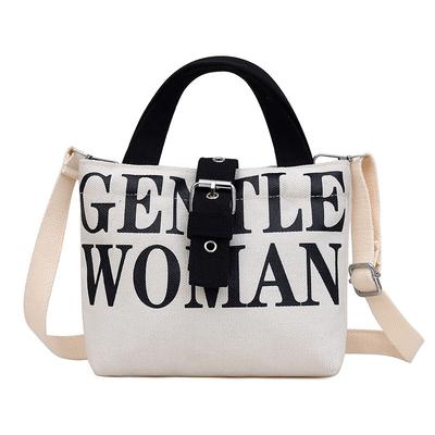 New Canvas Bag Niche Literary Letter Print Tote Canvas Bag Fashion Casual Hand Carry Versatile Canvas Bag