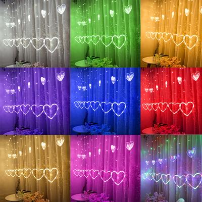 LED Heart-shaped Hanging Curtain Lights String Net Xmas Home Party Home Decor