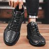 Winter New Trendy Genuine Leather Casual High-Top Leather Shoes Spring and Autumn Cowhide Men's Cotton-Padded Shoes with Velvet
