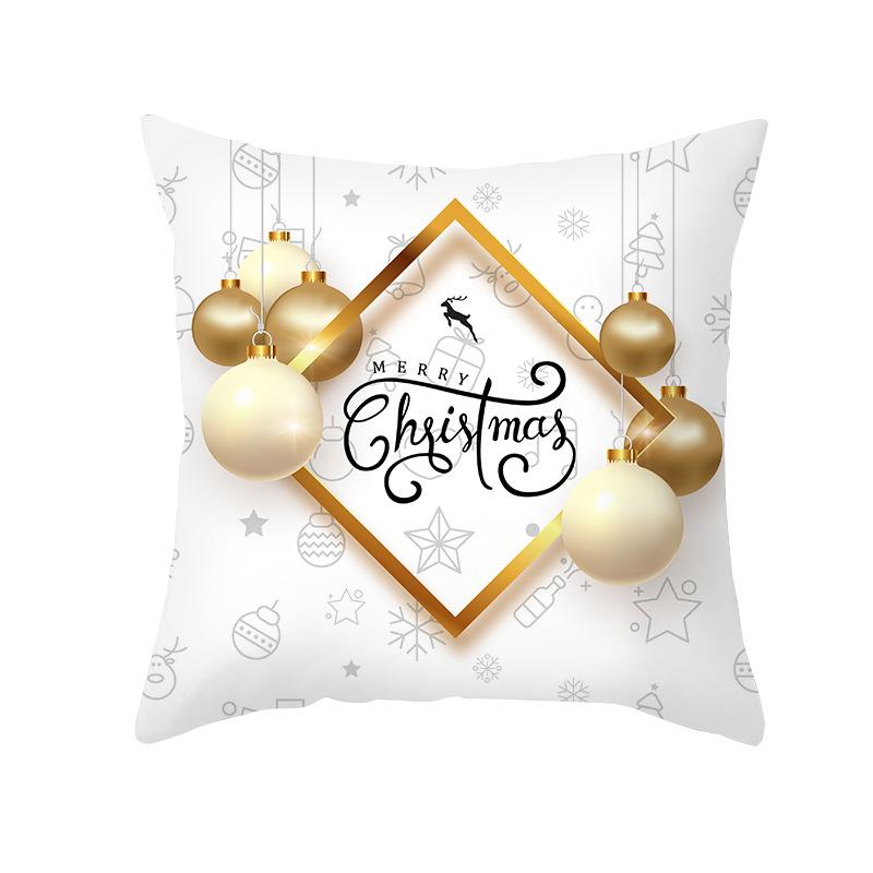 Platinum Christmas Pillow Cover New Peach Skin Printed Holiday Pillow Home Cushion