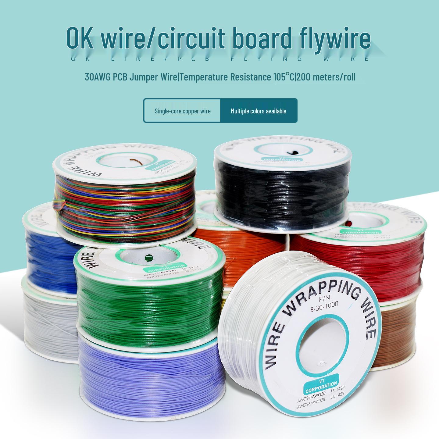 

Colorful Flywire PCB Jumper Wire - Single-Core Tinned Copper Aviation and Electronic Lead Yellow