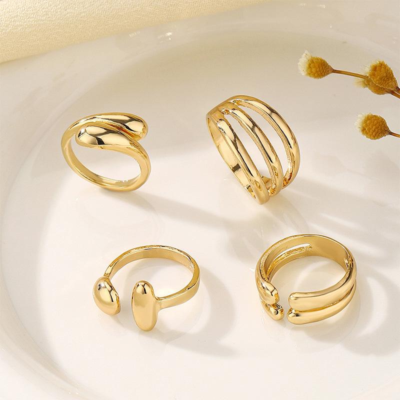 

Fashion Irregular Ring Alloy Light Luxury Ring Set Index Finger Ring Versatile Ring