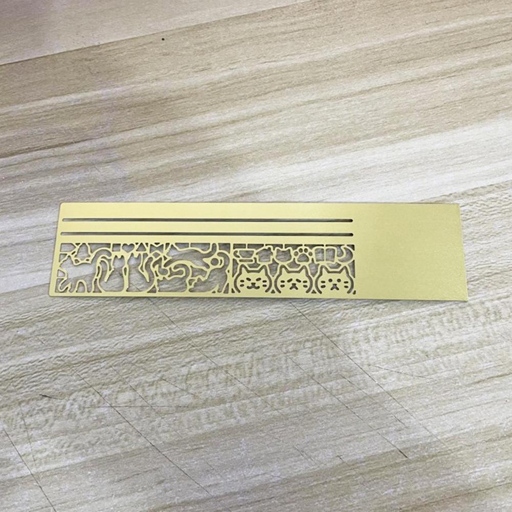Kawaii Cat Ruler Hollow Metal Bookmark Ruler Multifunctional Ruler for Painting Drawing Diary Hand Account Tool Cute Gift