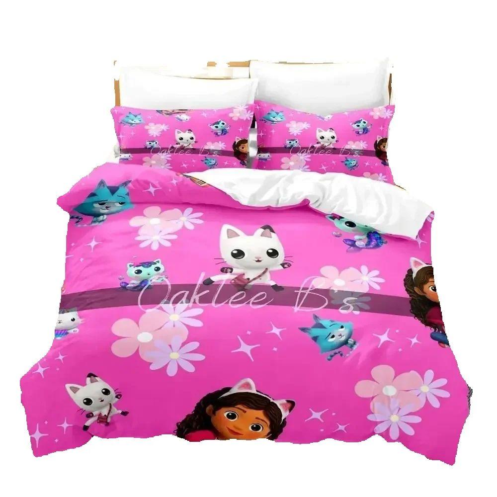 Cool Kpop Gabbys Dollhouse Bedding Set Single Twin Full Queen King Size Bed Set Adult Kid Bedroom Duvetcover Sets Anime Bed