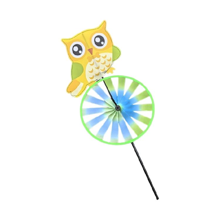 Child Friendly Owl Animal Windmill Outdoor Decoration Whirling Motion Toy Plastic Fabric Easy Install Yard Landscape Art