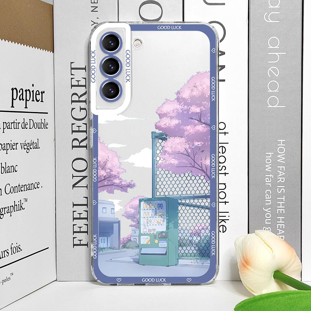 Japanese Anime Scenery Landscape Phone Cases for Samsung Galaxy S22 S23 S24 S25 Ultra S21 Plus FE Transparent Soft Covers Fundas