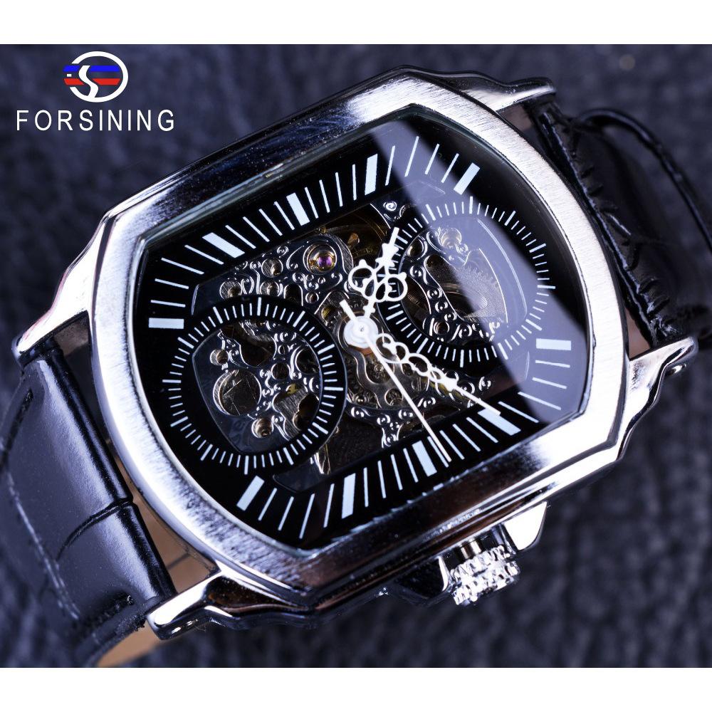 Forsining Men's Fashion Casual Hollow Mechanical Movement Automatic Mechanical Watch SLZe118-A