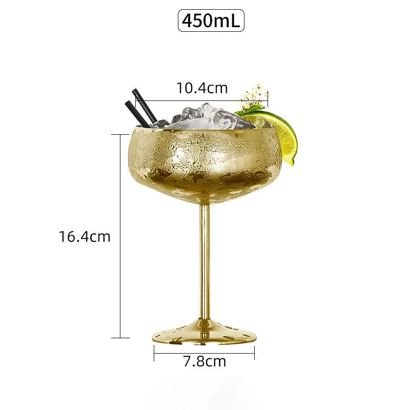 Бокал для коктейлей из нержавеющей стали 304 Бокал для красного вина Бокал-флейта для шампанского Металлический бокал Барный бокал для мартини золотой