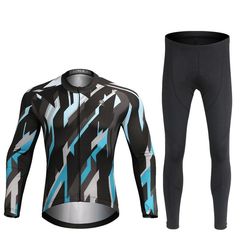 

Дышащие велосипедные майки, комплект одежды для велоспорта, быстросохнущая мужская велосипедная одежда с длинными рукавами, костюм, колготки S