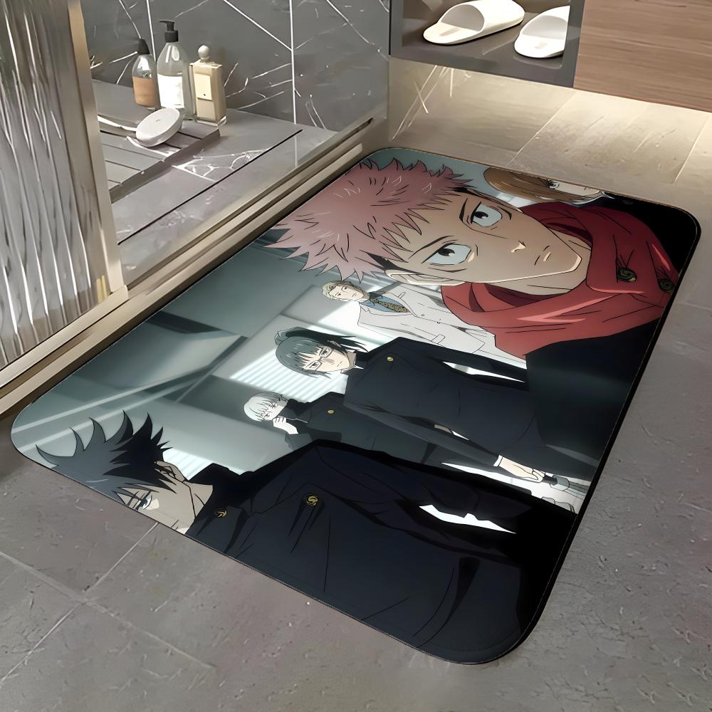 Anime J-Jujutsu Kaisen Floor Mat Soft Flannel Entrance Door Mat Non Slip Absorbent Bathroom Bedroom Floor Rug