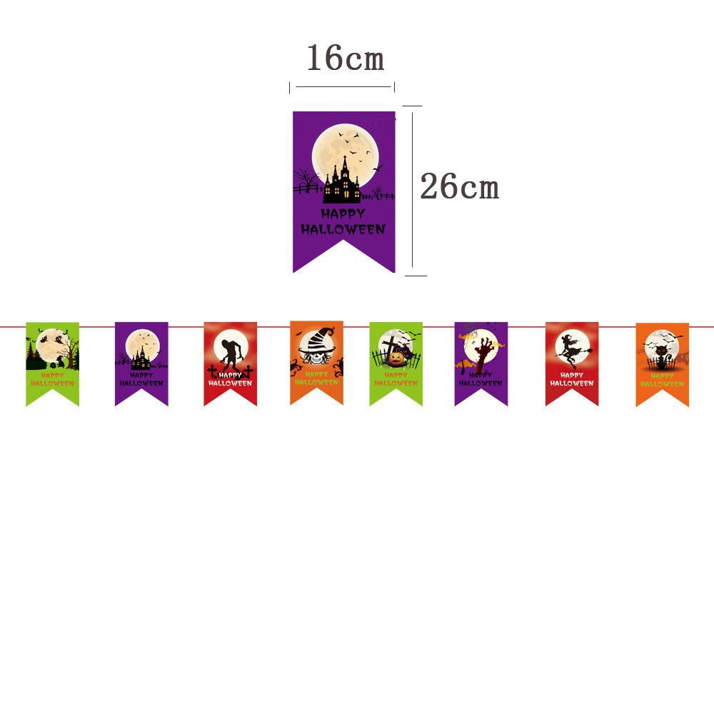 Halloween Party Decoration Alphabet Flag Bat Pumpkin Black Cat Witch Spiral Pendant