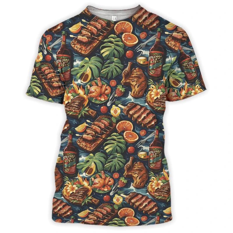 Grilovací párty Grafické grilování Vepřové tričko Pánské Piknikové BBQ tričko Grilování Hamburger Módní Zábavné tričko