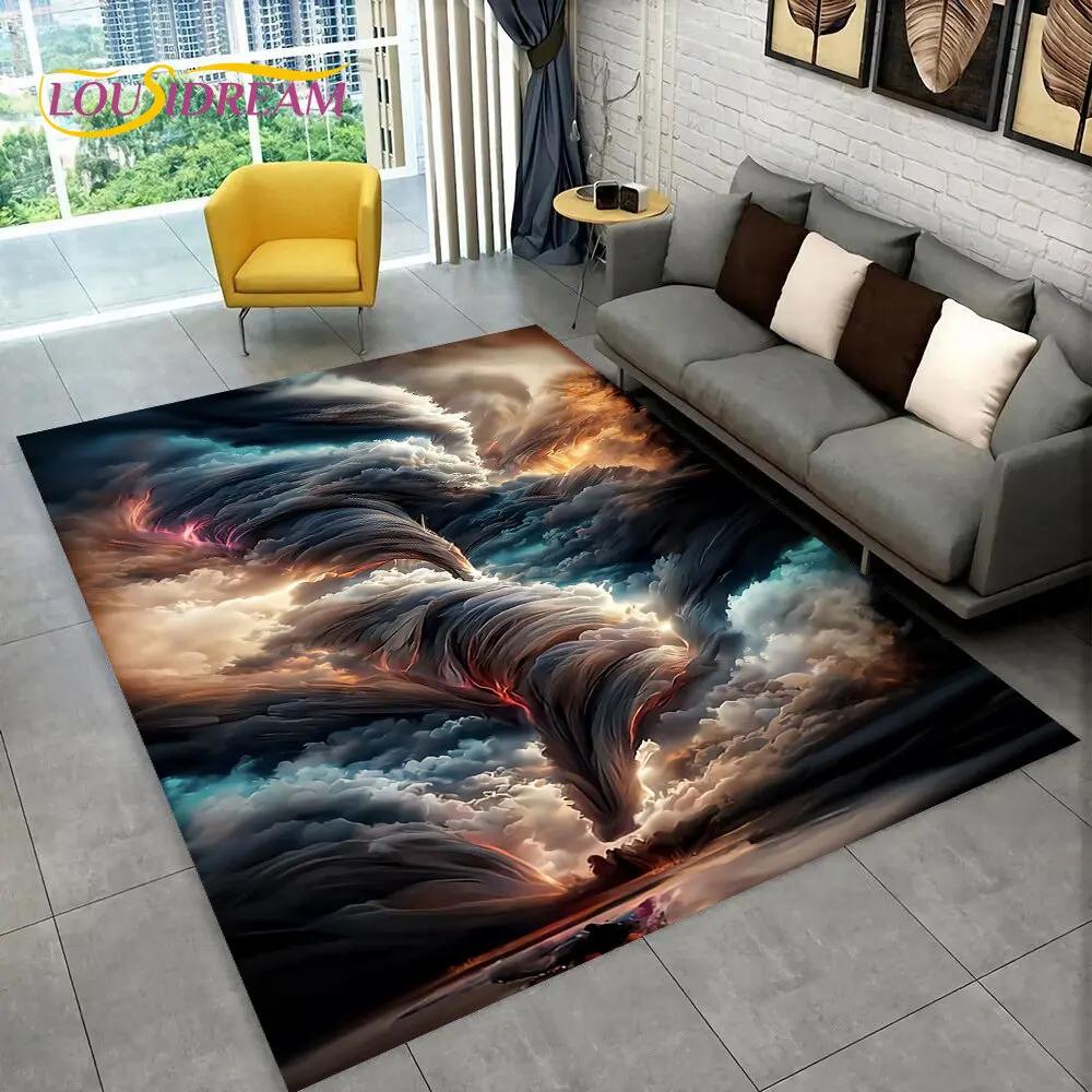3D Natural ,Tornado, Cloud Twister Area Rug Large,Carpet Rug for Living Room Bedroom Sofa Doormat Decoration, Non-slip Floor Mat