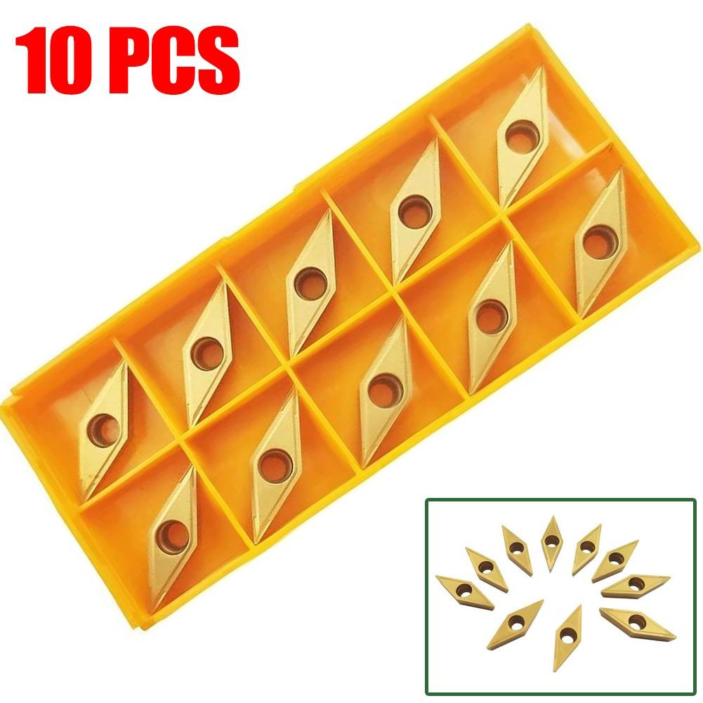 10 stücke VCMT331 Goldene VCMT160404 Wende Drehmaschine Drehen Werkzeug Hartmetall Einsätze