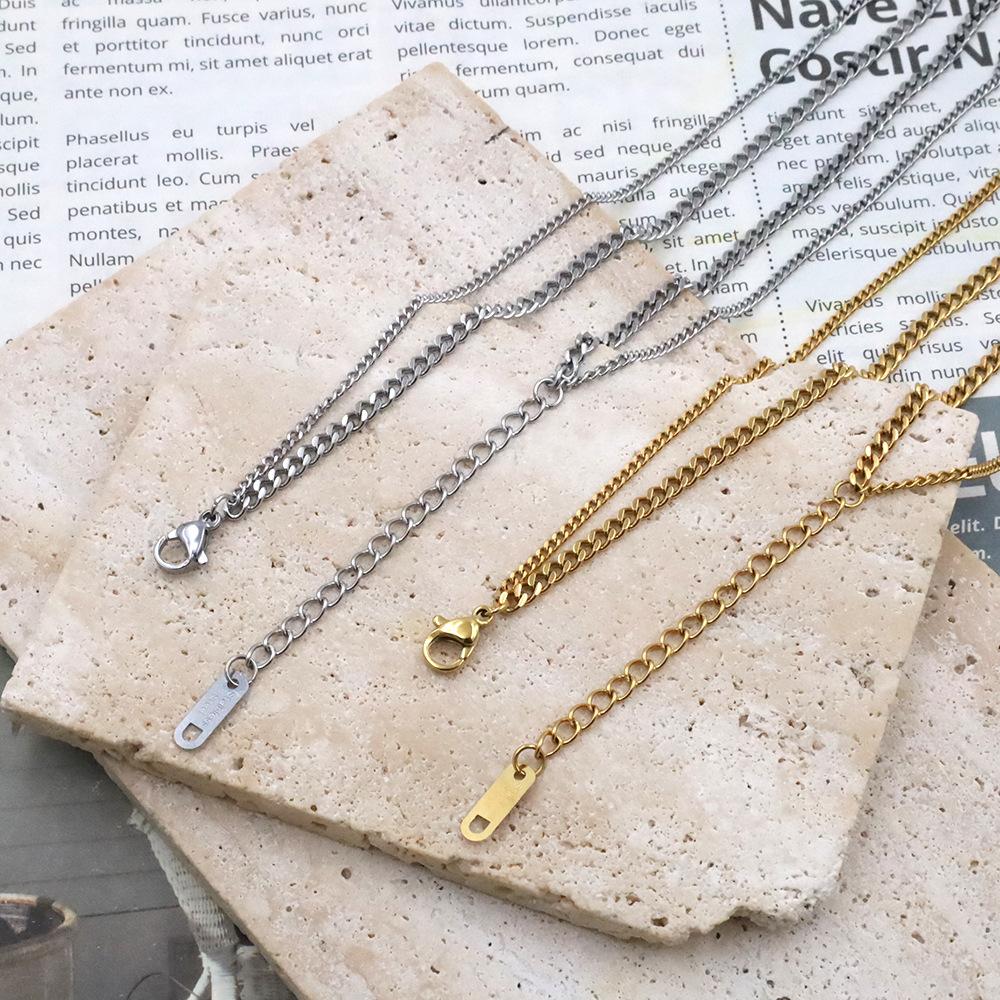 Accessories Light Luxury 18K Titanium Steel Clavicle Chain Female Geometric Oval Buckle Double Layer Stacked Necklace