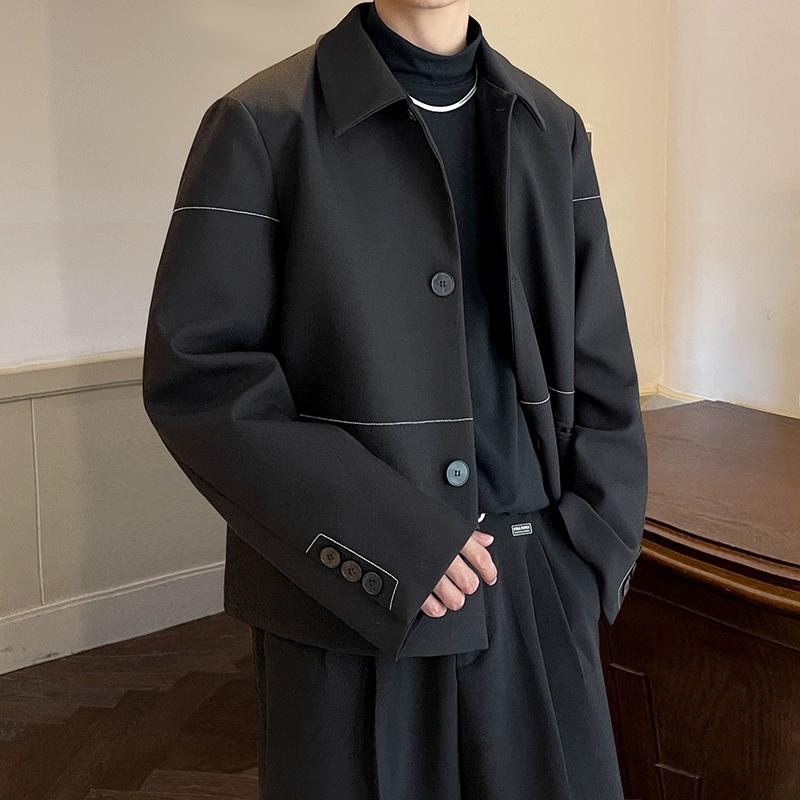 2024 Autumn New Mens Short Jacket Casual Suit Lightweight Loose Windbreaker Spring Lapel Top Regular Length Coats