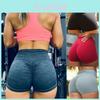 Shorts de Yoga de Cintura Alta Com Design Franzido Push Up Para Treinos na Academia**