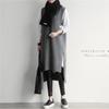 2025 Korean V-neck Sweater Vest Dress: Thick, Knit, Asymmetrical Hem, Autumn/Winter, Medium-Length
